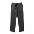 Dark charcoal wide-leg drawstring trousers with relaxed fit, front view