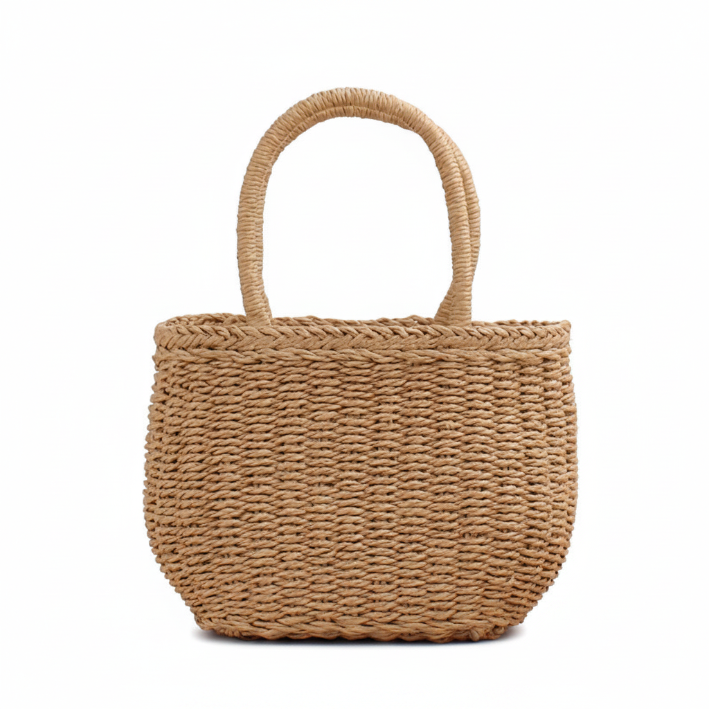 Women's Woven Structured Tote Bag Spacious Interior Bow Detail Lightweight Casual