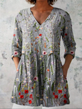 Women's Long Lightweight V-Neck Drapey Blouse Fluid Relaxed Fit