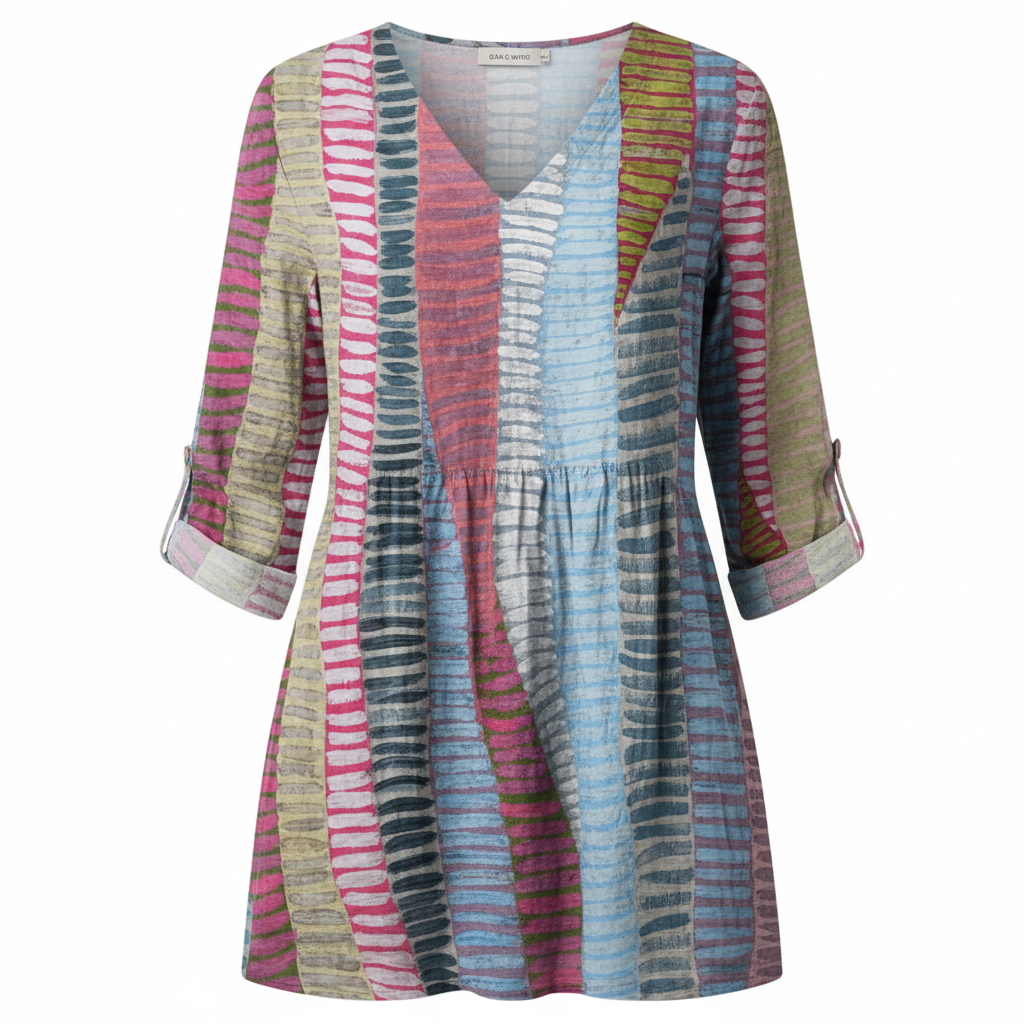 Women's Lightweight Fluid V-Neck Long Blouse Relaxed Drape