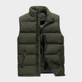 Men's quilted insulated body warmer vest in army green with zip pockets