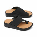 Women's black backless platform slide sandals with asymmetrical cutout straps