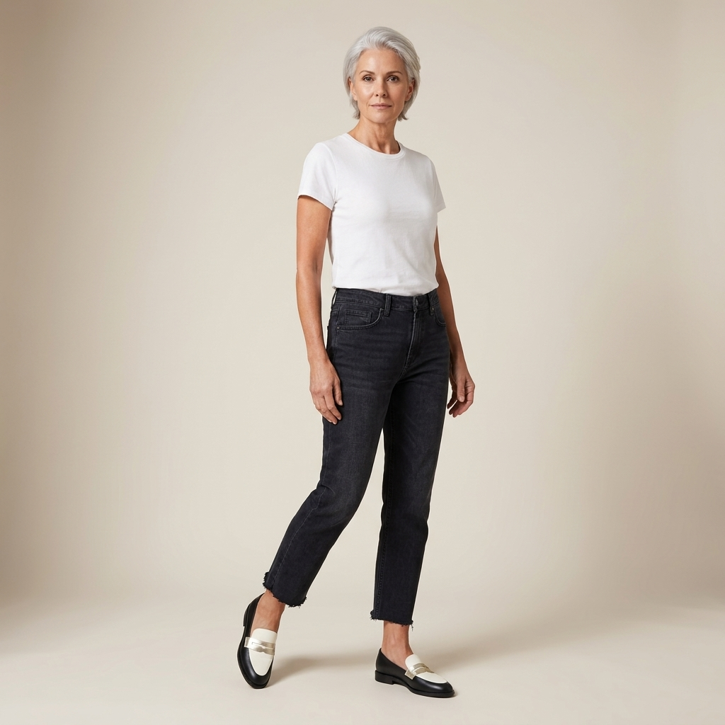 Monochrome metallic loafers, black-and-white slip-on with shiny finish