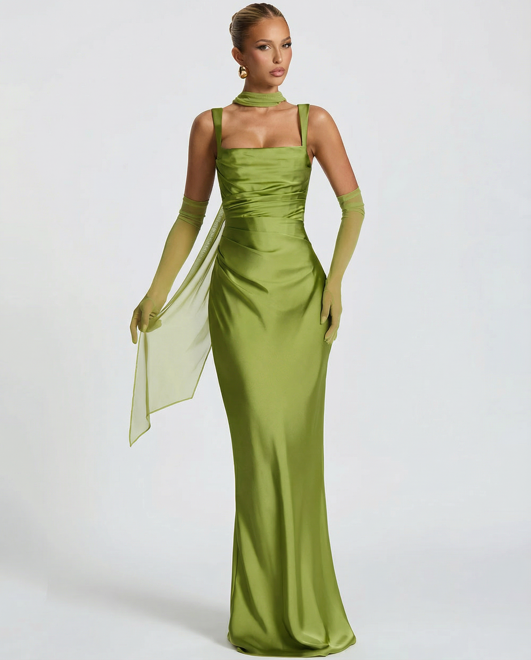 Bella | Backless Maxi Dress Halter Satin 4