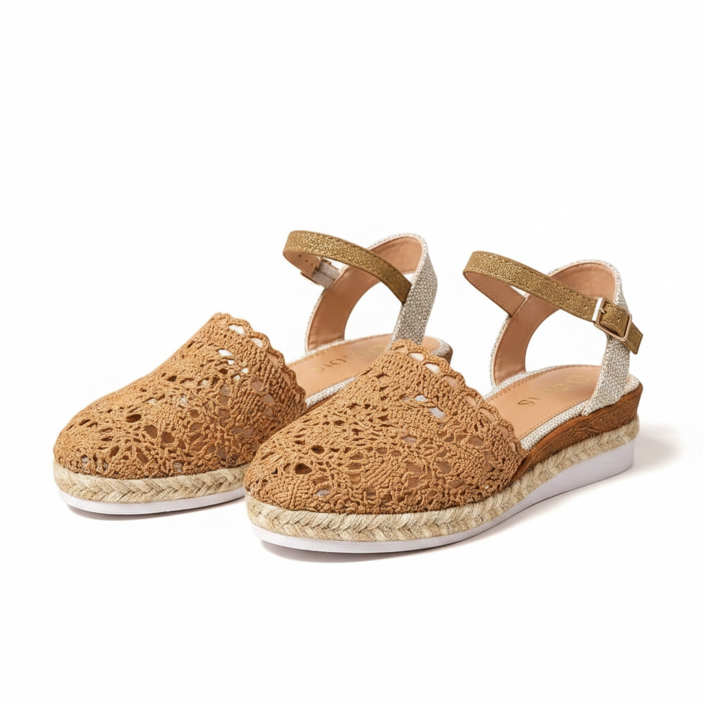 Women's Crochet Espadrille Sandals Flatform Ankle Strap Braided Jute