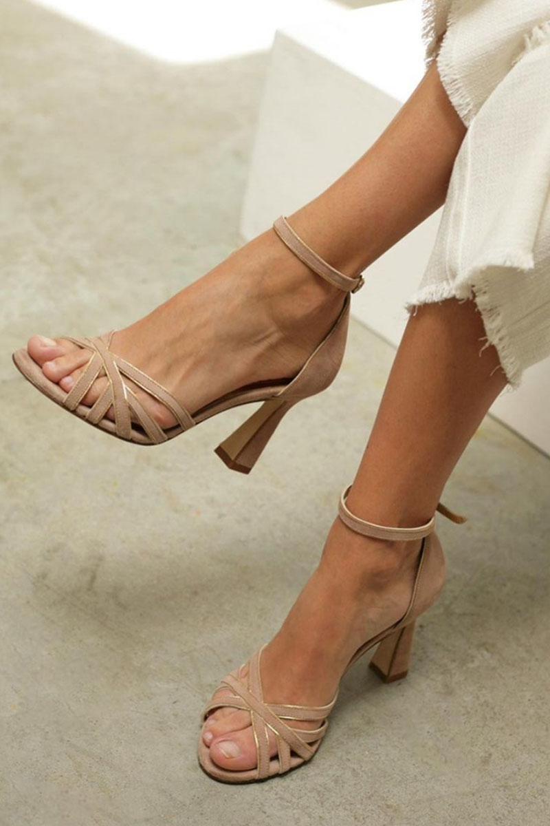 Briella Heels | Patchwork Peep-Toe, Comfortable Summer Footwear 0