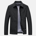 Bruno™ jacket in black with checked lining, stand collar, and zip front