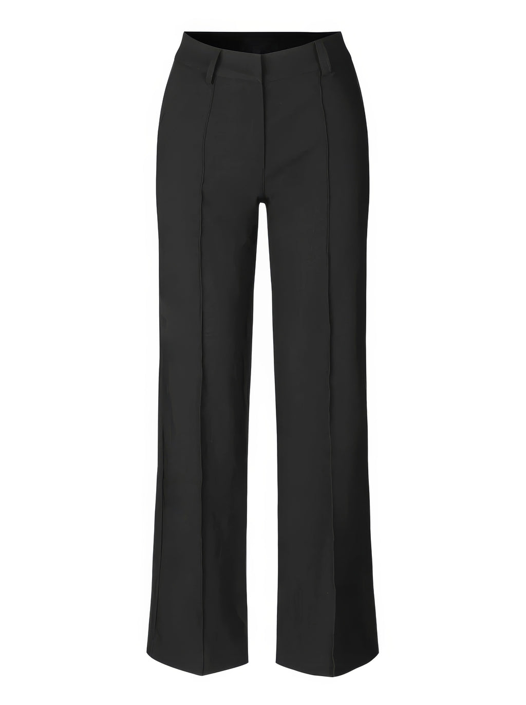 Black relaxed wide-leg trousers, front view with high waist and wide leg