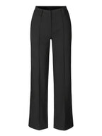 Black relaxed wide-leg trousers, front view with high waist and wide leg