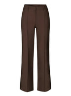 Brown relaxed wide-leg trousers, front view with high waist and straight wide legs