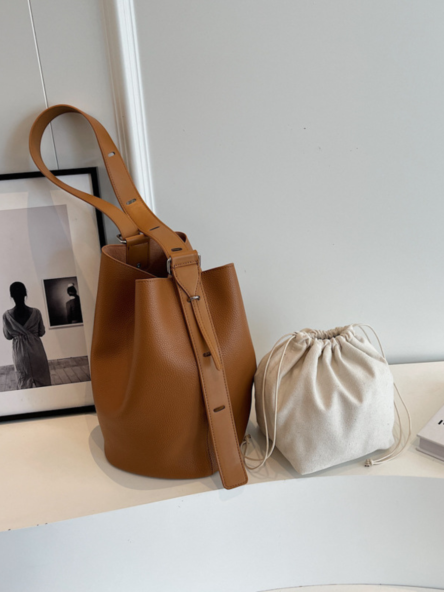 Women's Adjustable Strap Shoulder Bag Removable Inner Pocket Synthetic Leather Multi Compartment