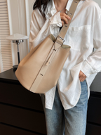 Women's Adjustable Strap Shoulder Bag Removable Inner Pocket Synthetic Leather Multi Compartment