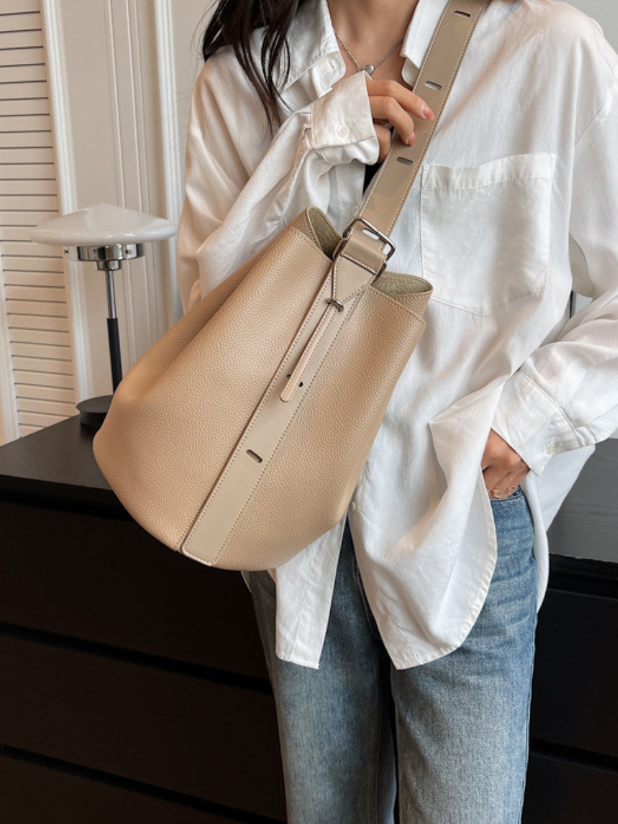 Women's Adjustable Strap Shoulder Bag Removable Inner Pocket Synthetic Leather Multi Compartment