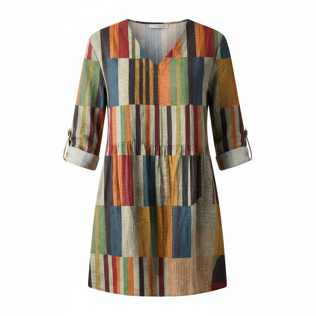 Women's Long Lightweight V-Neck Drapey Blouse Fluid Relaxed Fit