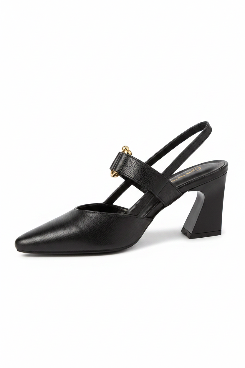 Women's Slingback Heels | Block Heel, Elegant Black Design