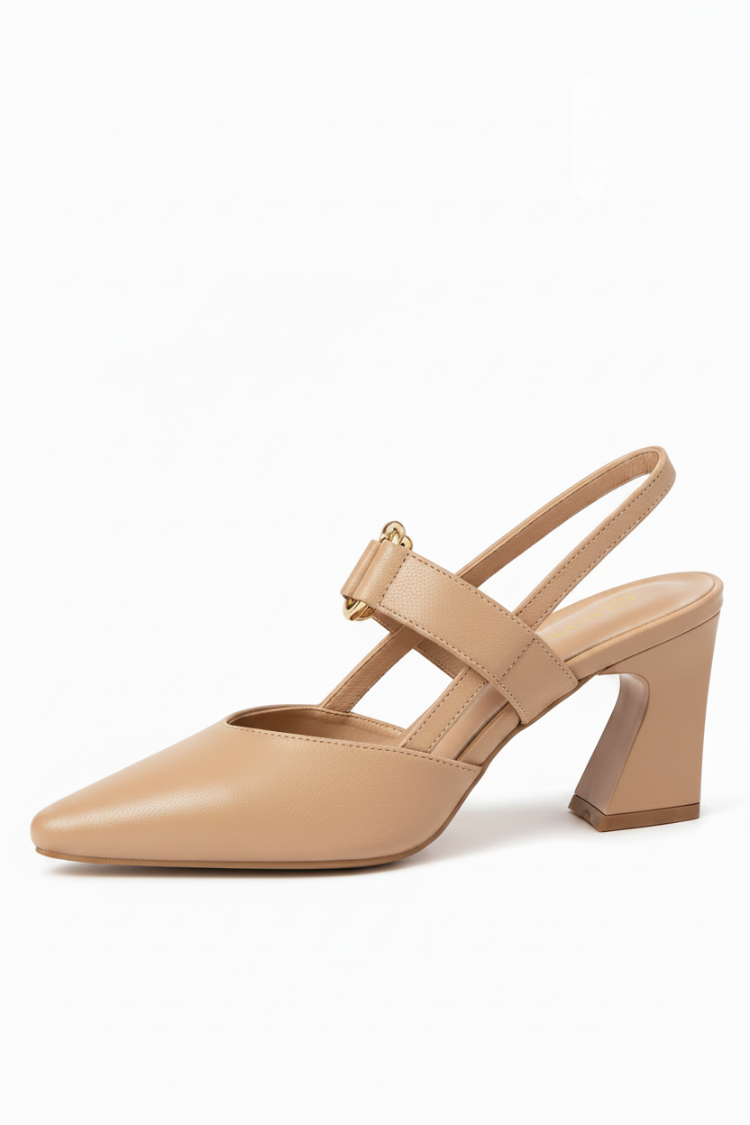 Women's Slingback Heels | Block Heel, Elegant Black Design