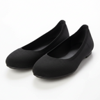 Black stretch knit slip-on ballerina flats with rounded toe
