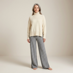 Women’s relaxed wide-leg palazzo trousers, gray heather, flowing drape