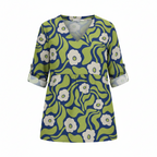 Women's Lightweight Fluid V-Neck Long Blouse Relaxed Drape
