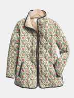 Eloise™ classic quilted jacket with floral print, hood, full zip, long sleeves