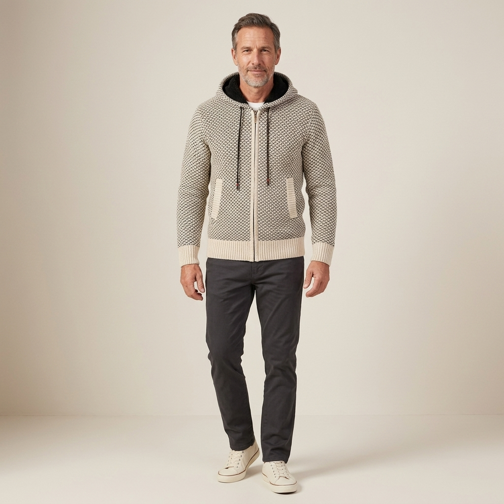 Men's Refined Knit Sweater Fleece Lined Soft Comfort Fit Fall Winter Layering