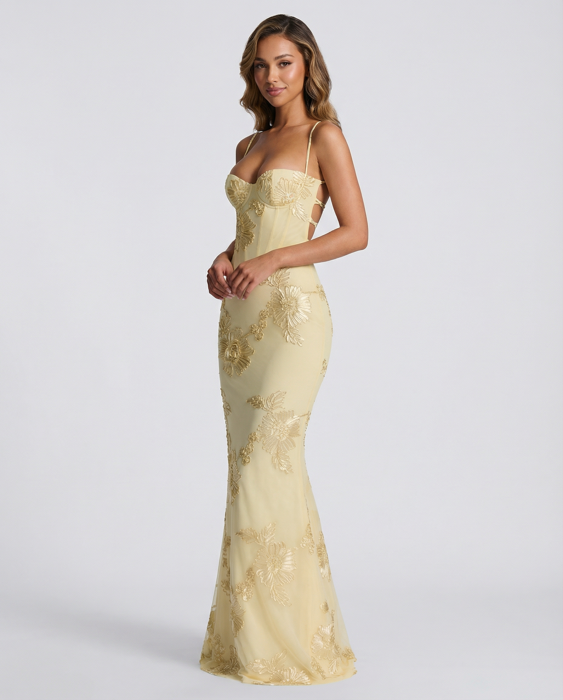 Flora | Evening Dress Backless Floral Design 1