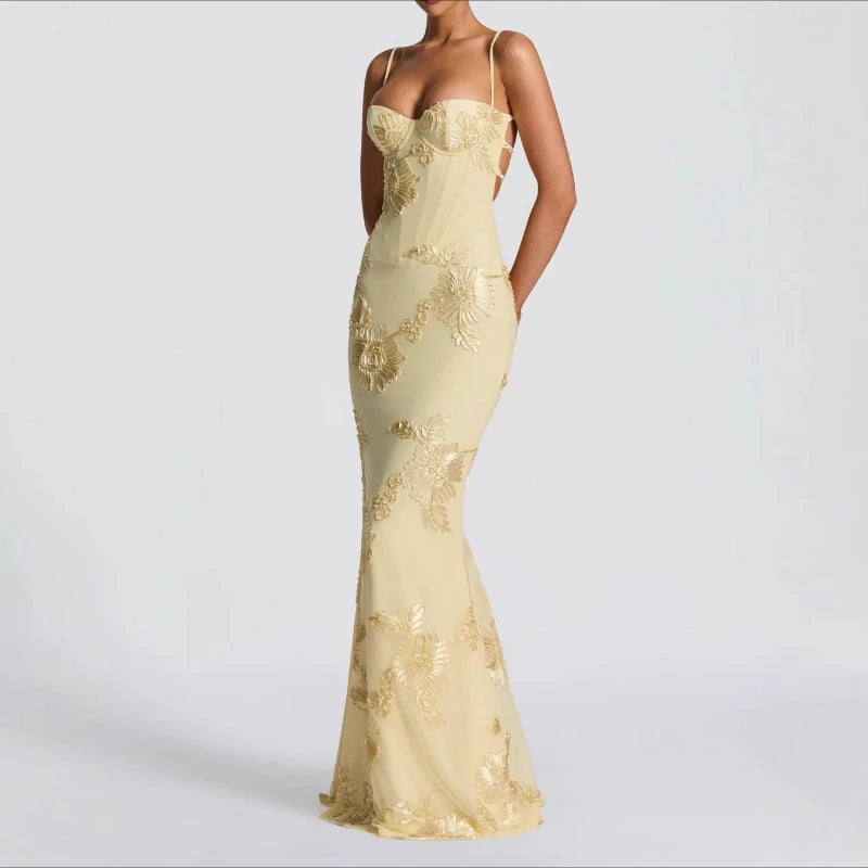 Flora | Evening Dress Backless Floral Design 2