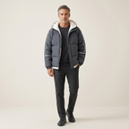 Men's Padded Hooded Parka Insulated Quilted Winter Coat Structured Relaxed Fit Urban