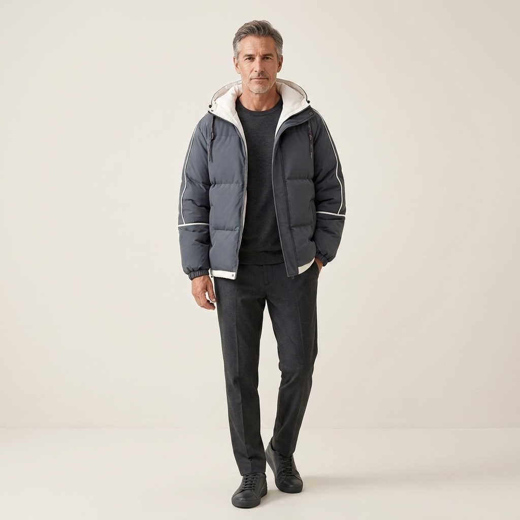 Men's Padded Hooded Parka Insulated Quilted Winter Coat Structured Relaxed Fit Urban