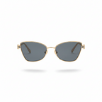 Cat-eye sunglasses with gold-tone metal frame and dark lenses
