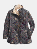 Georgia™ vintage floral print quilted jacket, dark gray with multicolor flowers