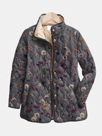 Georgia™ vintage floral print quilted jacket, dark gray with multicolor flowers