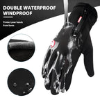 Black heated winter gloves with water-splash coverage and textured grip surface