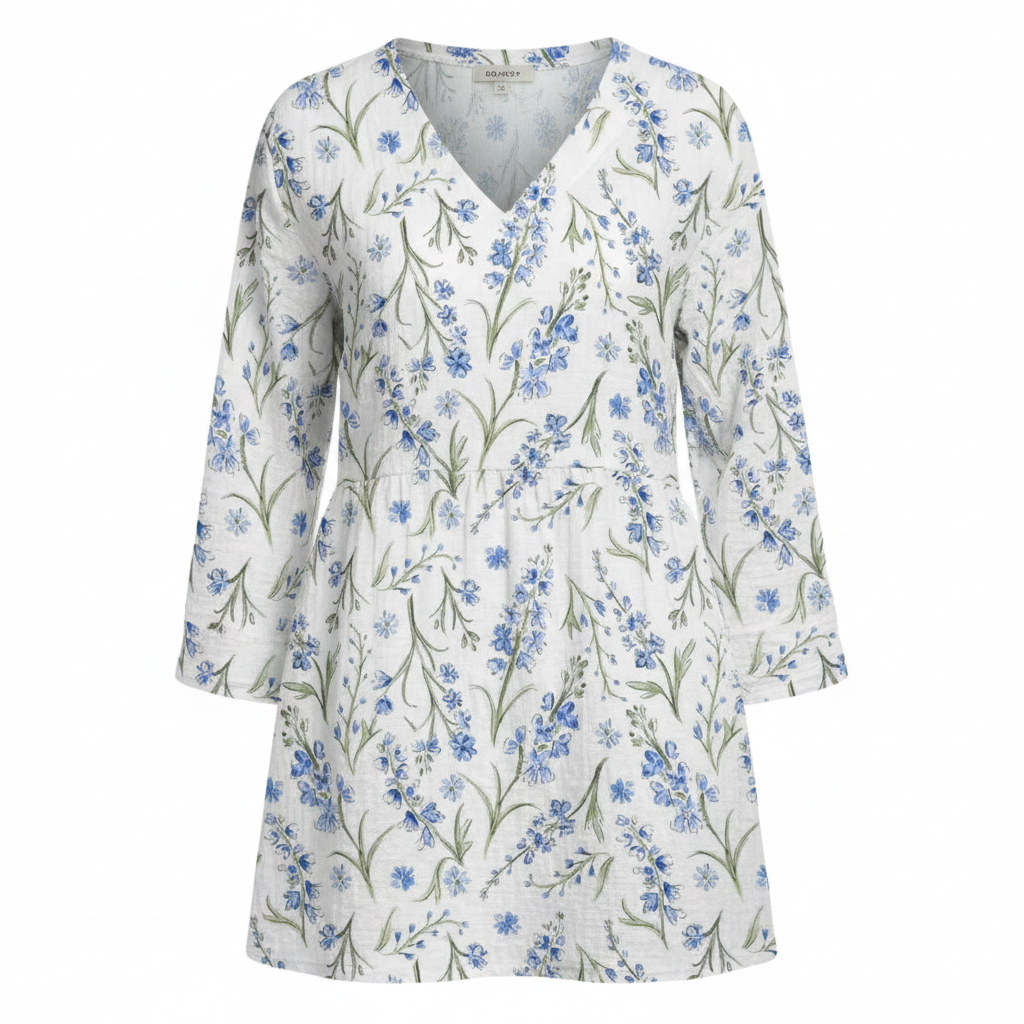 Women's Lightweight Fluid V-Neck Long Blouse Relaxed Drape