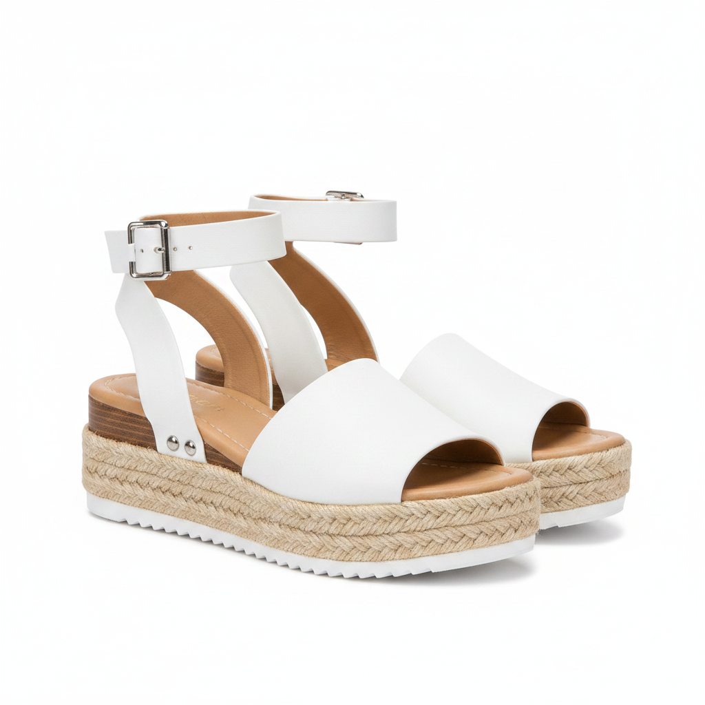 Women's Jute Wrapped Wedge Platform Sandals Cushioned Footbed Ankle Strap