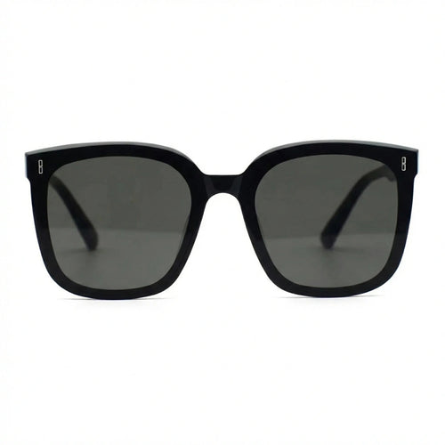 Oversized square sunglasses, glossy black frames with dark tinted lenses