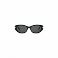 Black cat-eye sunglasses with dark lenses and gold-tone hinges