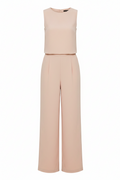 Sleeveless wide-leg jumpsuit with round neck, light pink