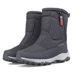 Mid-calf snow boots, dark gray, quilted-look uppers with side zipper and lug sole