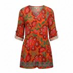 Women's Lightweight Fluid V-Neck Long Blouse Relaxed Drape