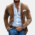 Maurizio™ mens brown suede-look jacket with notch lapels and chest pockets