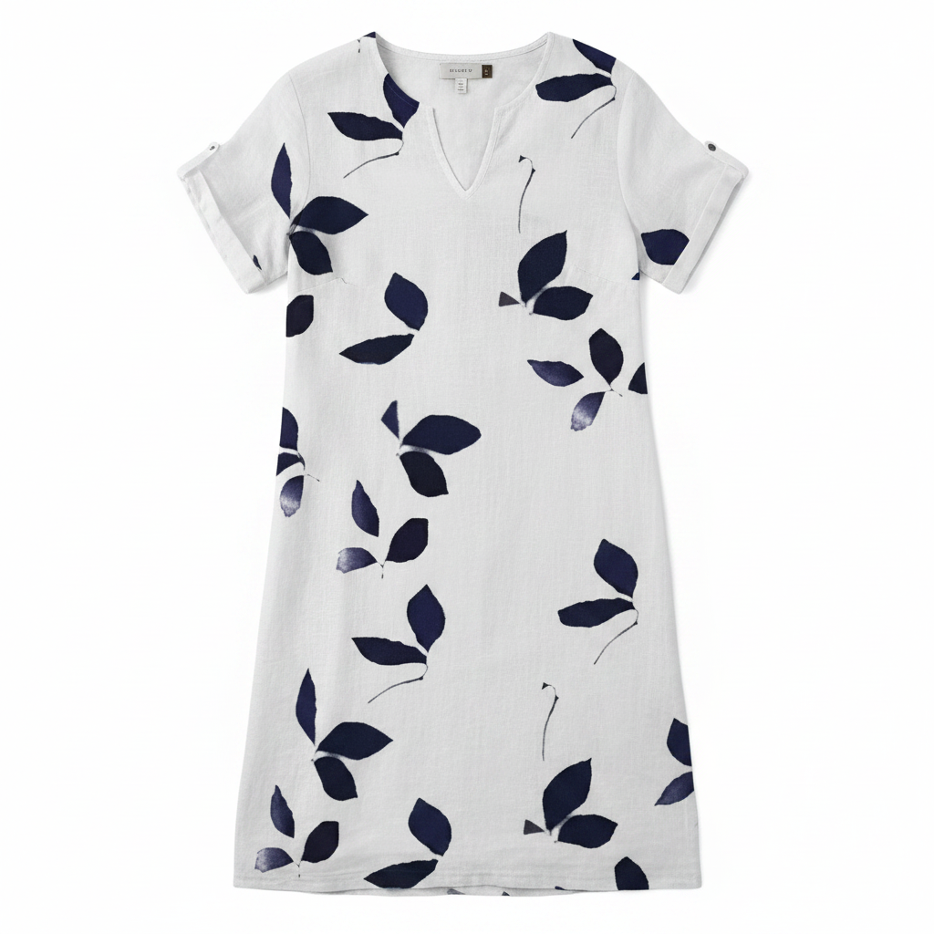 Women's Vintage Style V-Neck Short Sleeve Summer Dress Polyester Flowing Relaxed Fit