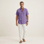 Men's short-sleeve button-up shirt, purple, regular fit