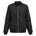 Lightweight ribbed bomber jacket in black, front zipper and ribbed collar/cuffs
