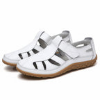 Women’s white orthopaedic non-slip sandals, twin straps with open toe design