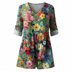 Women's Lightweight Fluid V-Neck Long Blouse Relaxed Drape