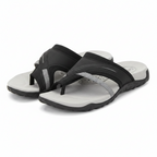 Women's black open-toe flat sandals, two-strap design with cushioned molded footbed