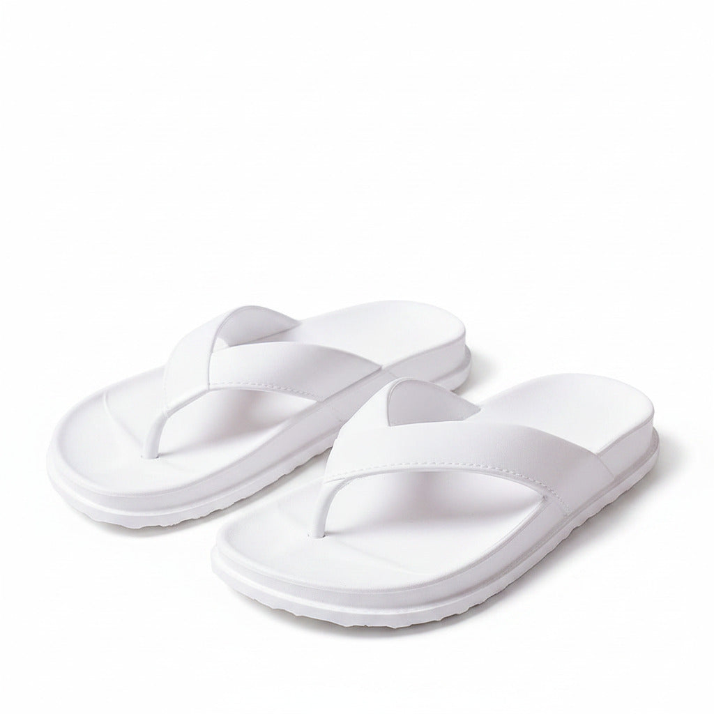 Orthopedic adjustable strap sandals, white, open-toe slide with thick cushioned sole