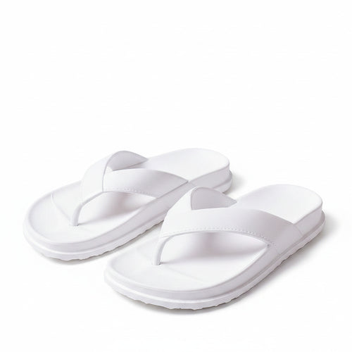 Orthopedic adjustable strap sandals, white, open-toe slide with thick cushioned sole