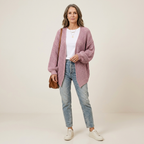Women's Oversized Knit Cardigan Open Front Long Sleeve Ribbed Casual Everyday Layering Wear